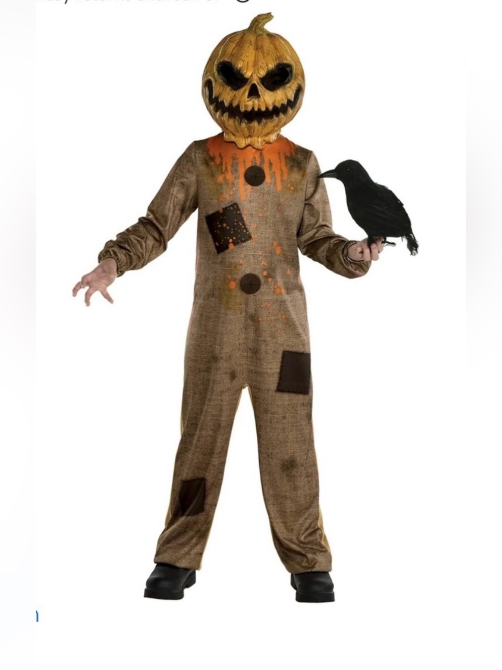 Rotten Pumpkin Halloween Costume - Orange & Brown Kids Large 12-14